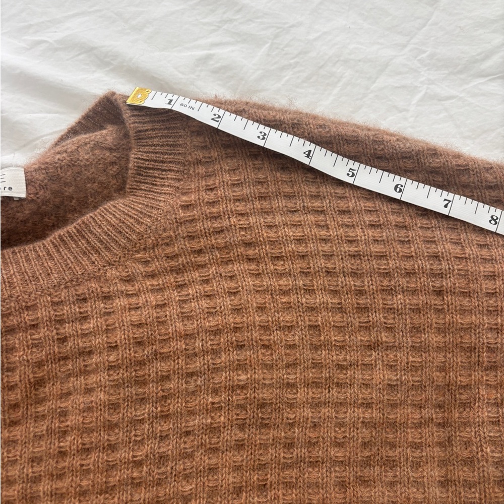 Rachel Zoe Waffle Knit 2-ply Cashmere Sweater Medium Brown - Picture 7 of 7
